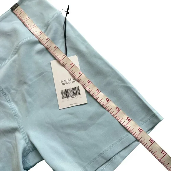 Girlfriend Collective XL High-Waisted Bike Shorts In Light Blue womens new - Picture 3 of 8